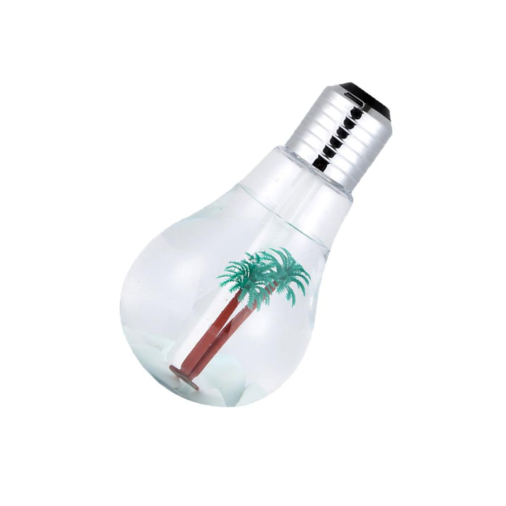 Portable 400ML LED Bulb Humidifier Colorful Light USB Diffuser Air Purifier Silver