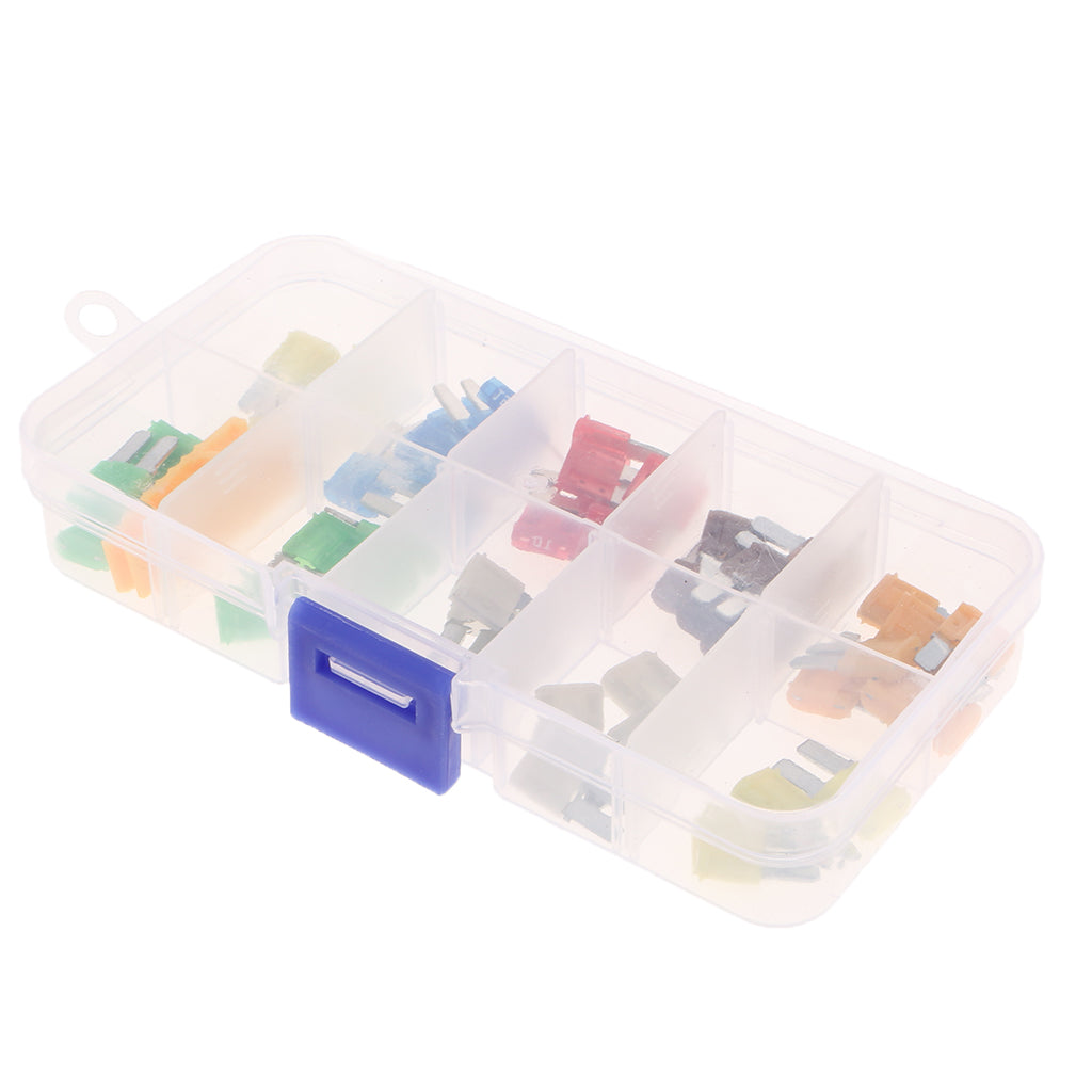 50pcs Mini Size ATA Auto Car Blade Fuses Assortment Kit Replacement 5A-30A