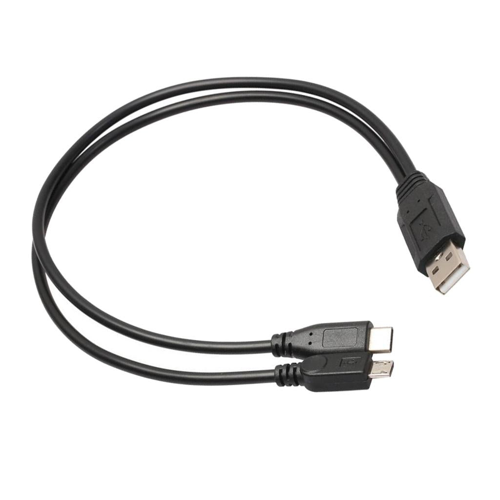 USB 2.0 Male to USB 3.1 Type C + Micro USB Type-B Male Data Charging Cable