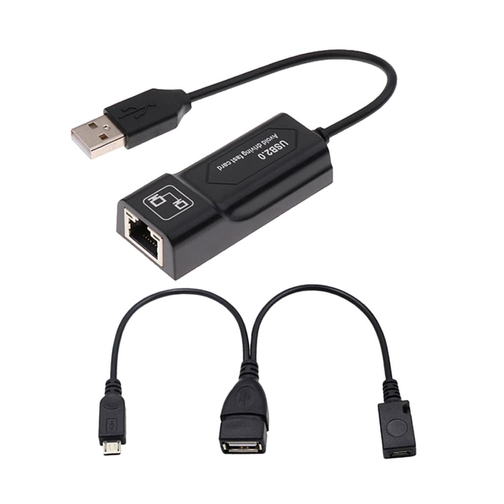 USB 2.0 to LAN Cable & USB Female to Dual Micro USB Port Cable Black