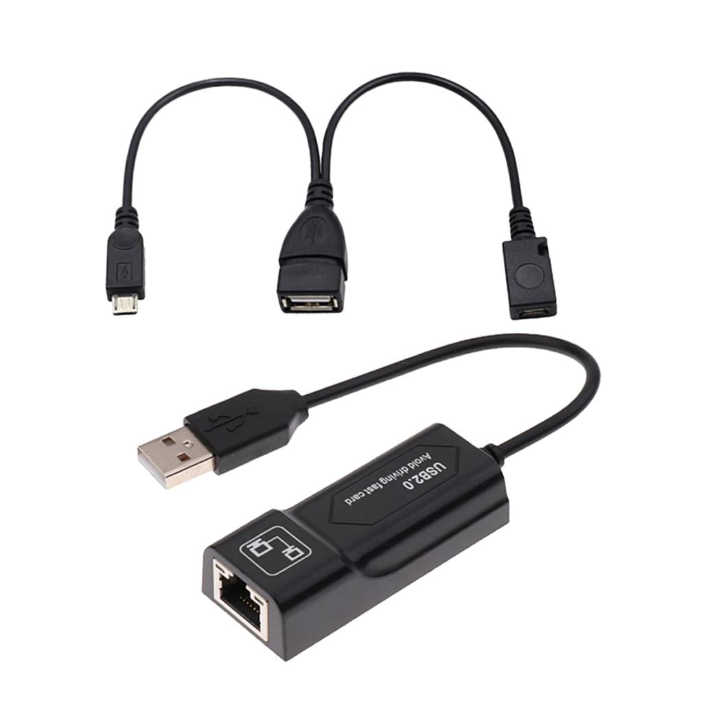 USB 2.0 to LAN Cable & USB Female to Dual Micro USB Port Cable Black