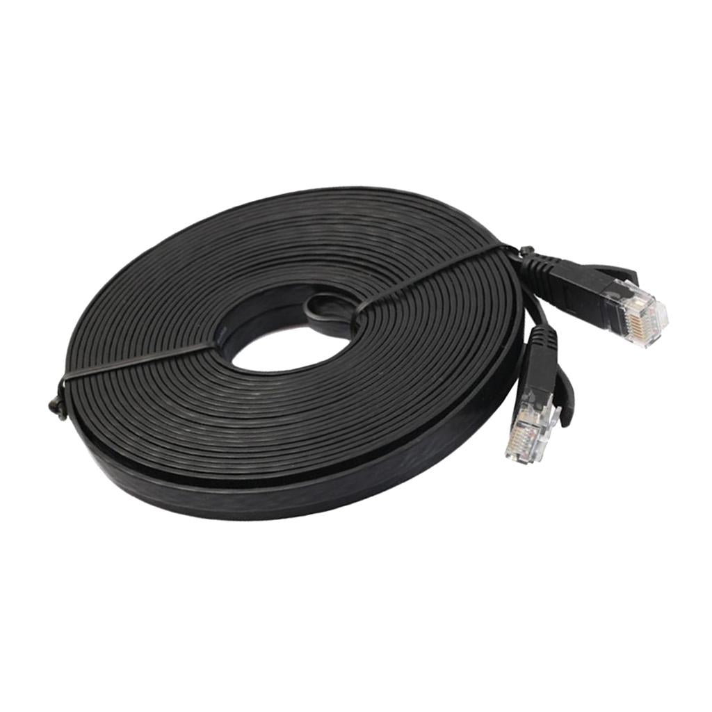 RJ45 CAT6 Ethernet Network LAN Cable Flat UTP Patch Router Black 10 Meters