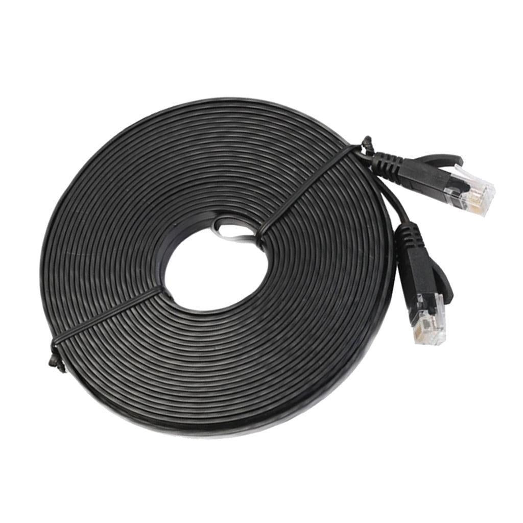 CAT6 Ethernet Network LAN Cable Flat UTP Patch Router Black 30 Meters