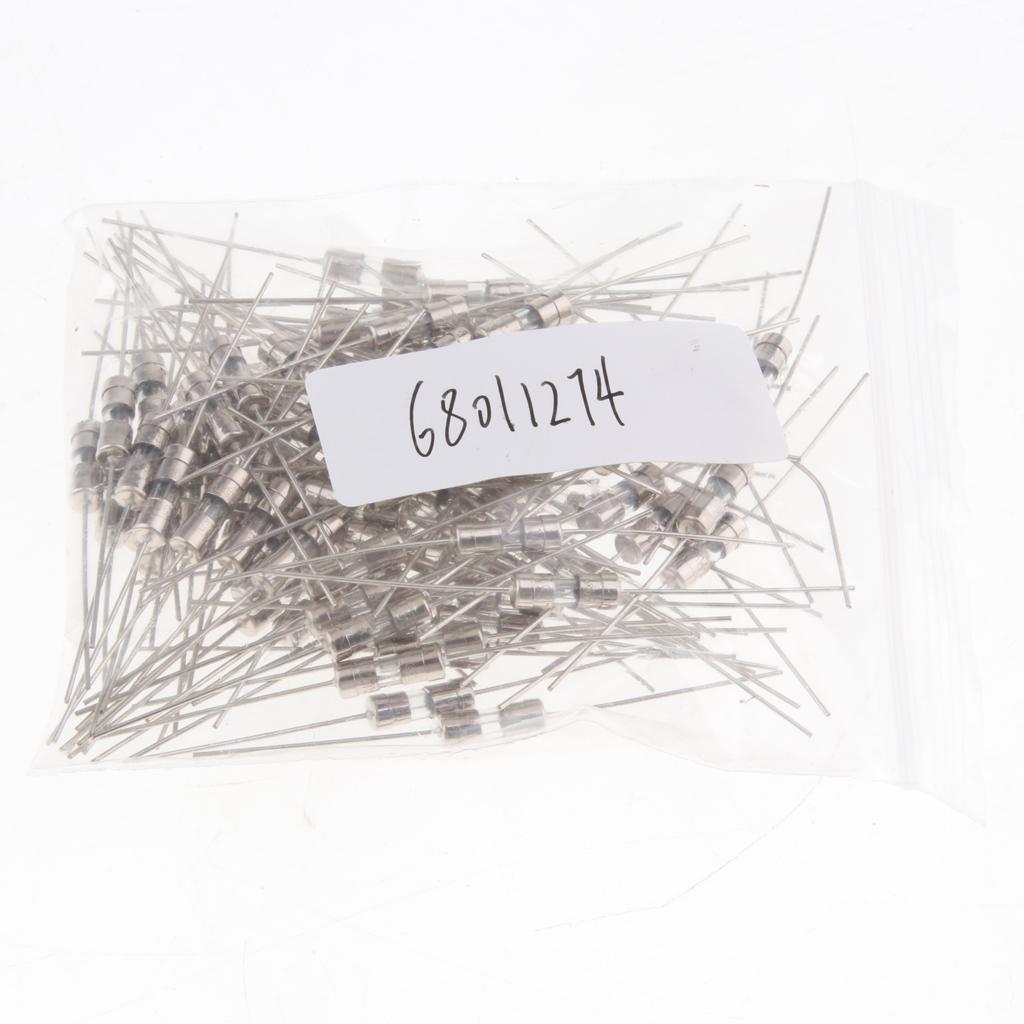 100Piece 1A 250V Slow-Blow Glass Cartridge Fuses 3x10mm Metal