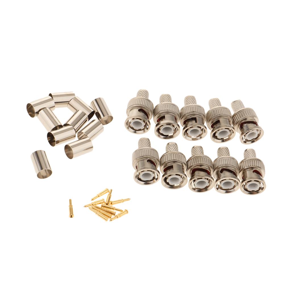 3x10 Pieces Professional BNC Male Crimp-On Connector, BNC Plug Crimp Adapter