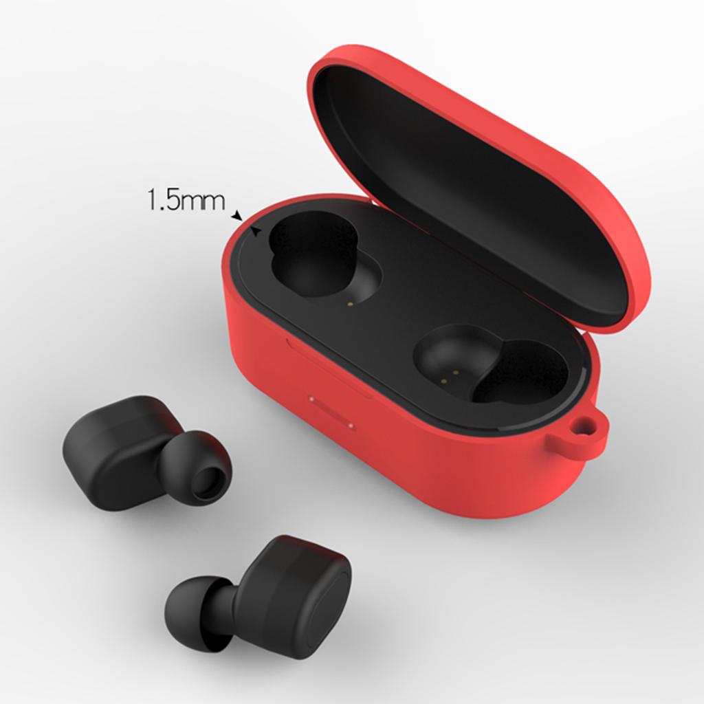 3xFor QCY T1S/QS2 Earbuds Cover Bluetooth Earphone Case Cover Protective Case Lavender gray+anti-lost buckle