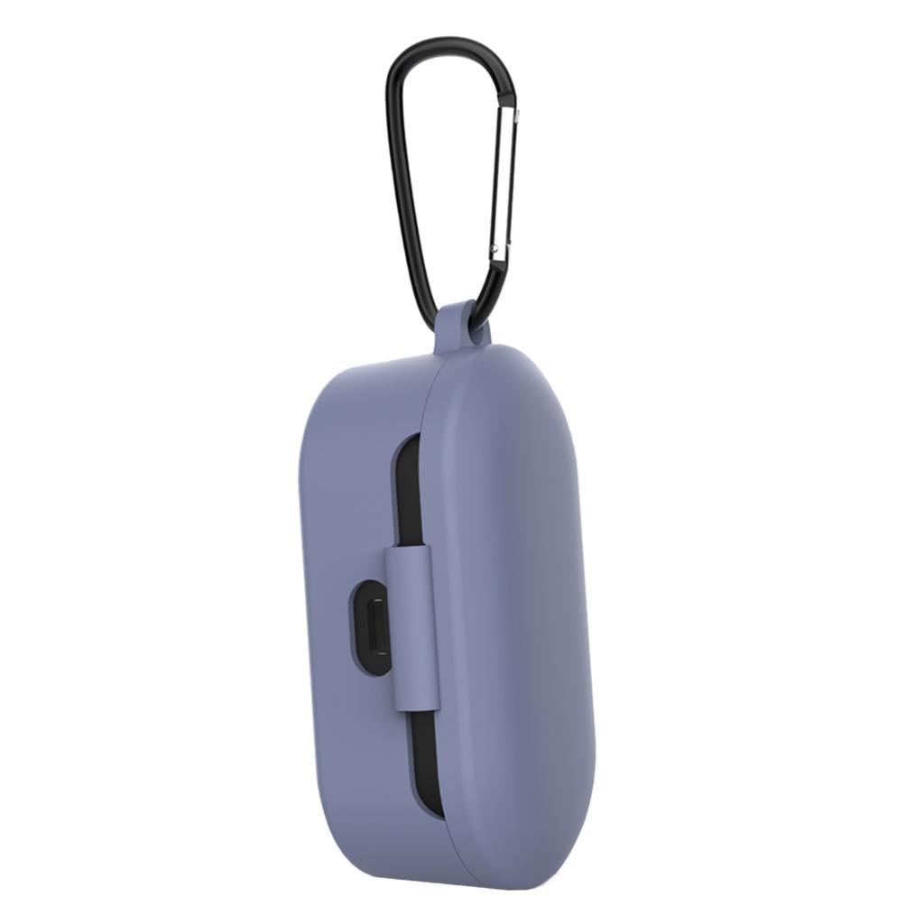 3xFor QCY T1S/QS2 Earbuds Cover Bluetooth Earphone Case Cover Protective Case Lavender gray+anti-lost buckle