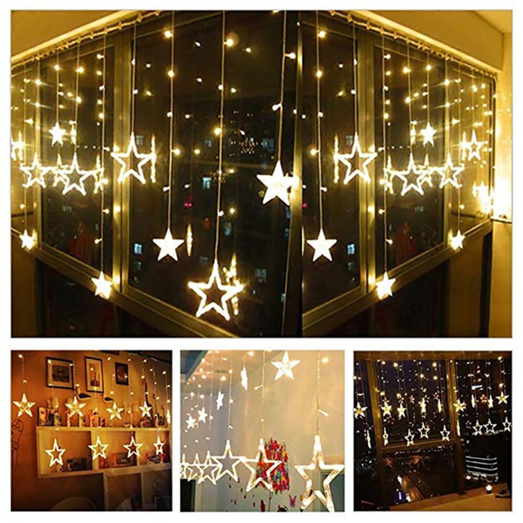 WarmWhite LED Twinkle Star Fairy String Curtain Window Light Xmas Decoration