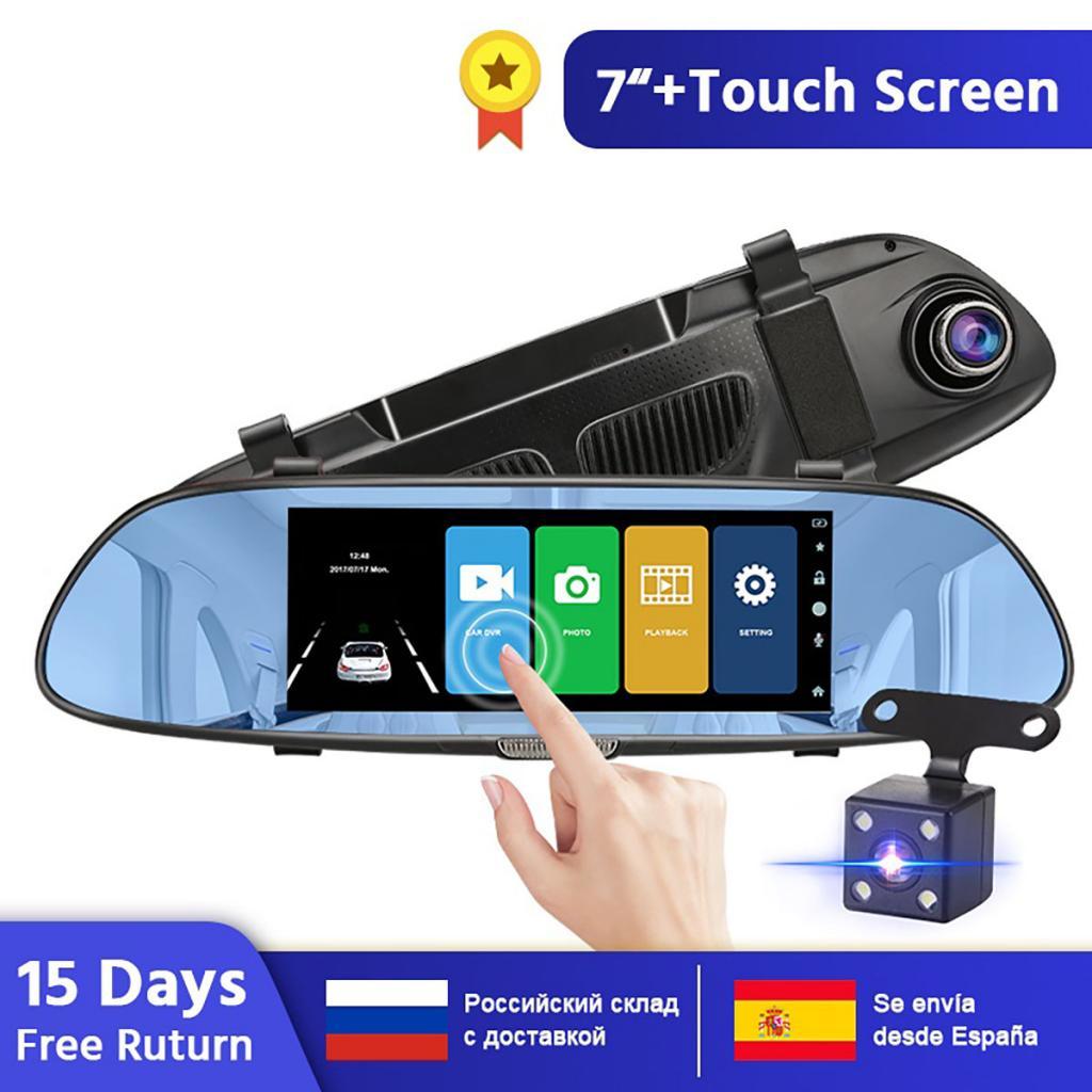 E-ACE Car DVR HD 1080P 7.0 Inch with Rear View Auto Drive Dash Cam Dual Lens