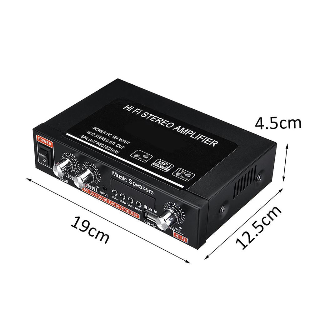 Hifi Bluetooth Car Audio Power Amplifier FM Radio Player w/Remote Controller
