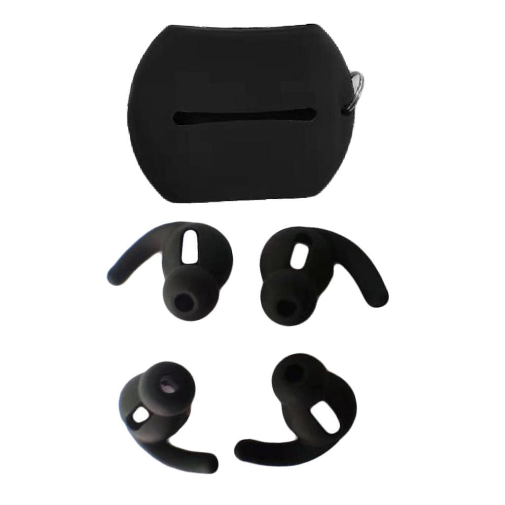3xHeadphones Silicone Ear Tips Cover Earbuds + Case for Airpods Black