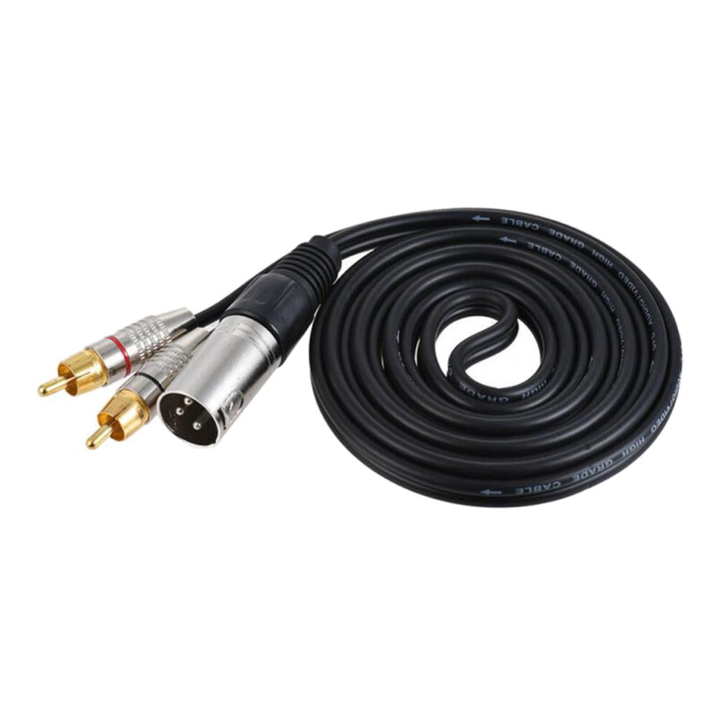 2xXLR 3Pin Male to 2RCA Male Jack Speaker Audio Splitter Cable Connector 0.5M