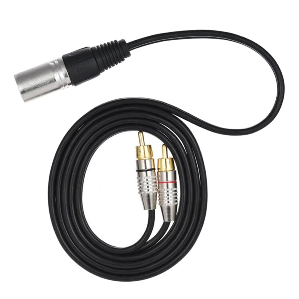 2xXLR 3Pin Male to 2RCA Male Jack Speaker Audio Splitter Cable Connector 1M
