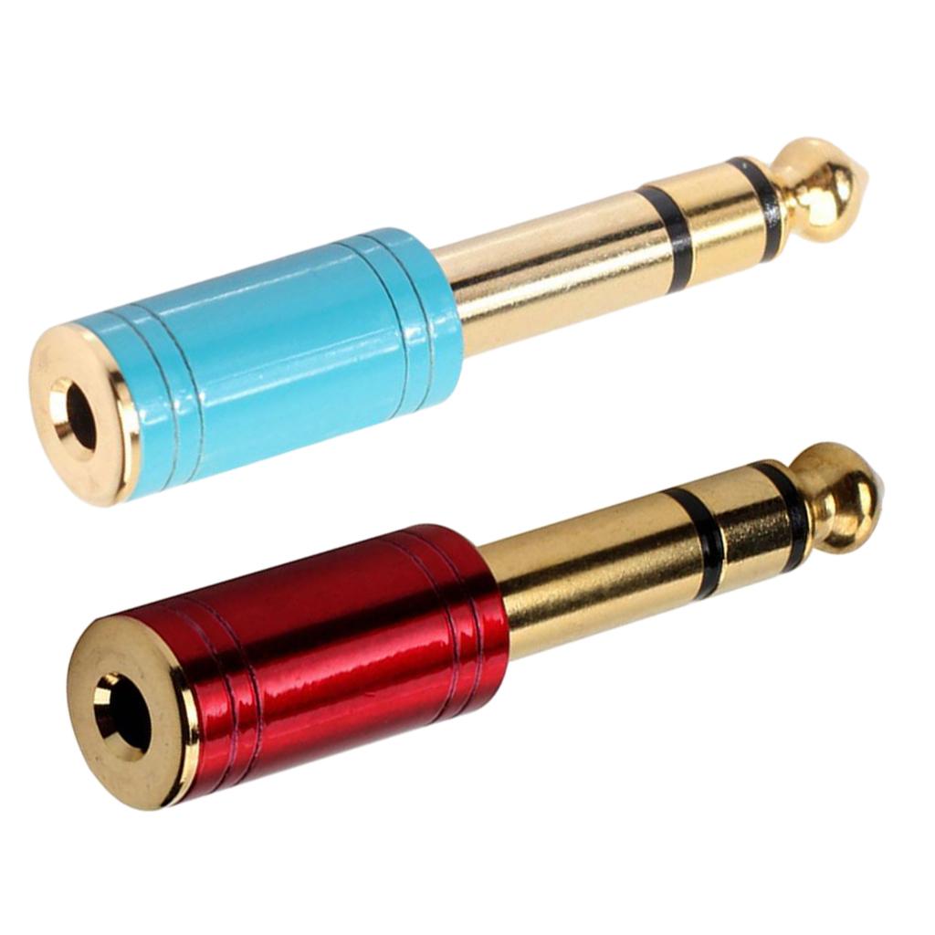 4xMetal 3.5mm Female to 6.5 Male Audio Stereo Headset Adapter Converter Red