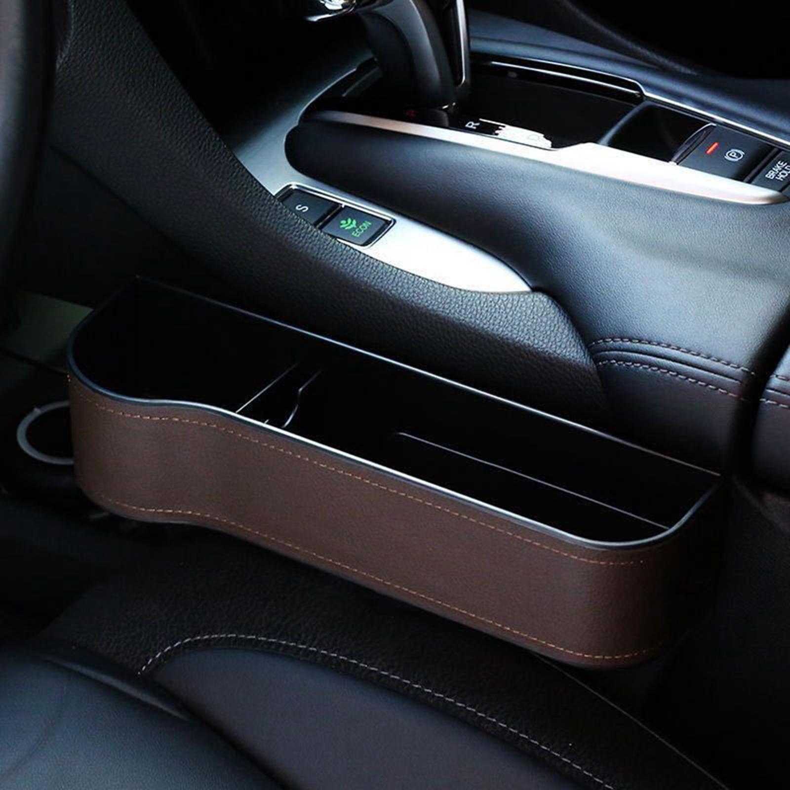 Auto Car Seat Multifunctional Organizer Storage Box for Cellphones Keys Brown