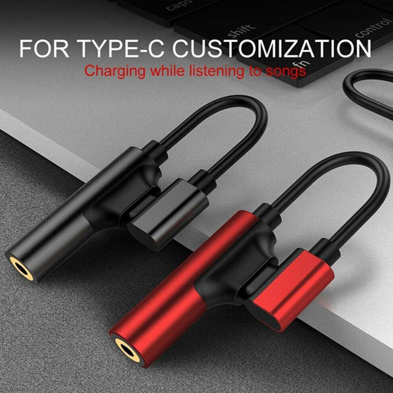 5x2-in-1 USB-C PD Headphone Jack Adapter for Aux Stereo Earphones red