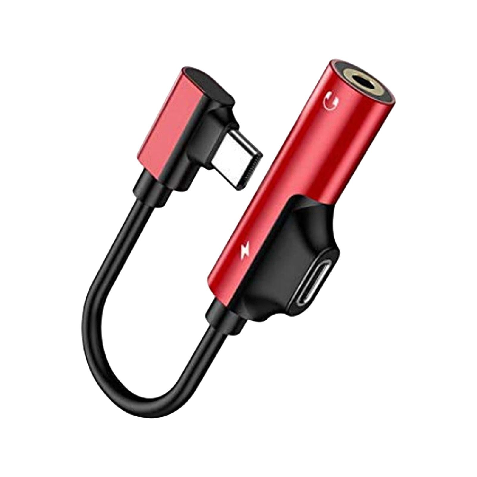 5x2-in-1 USB-C PD Headphone Jack Adapter for Aux Stereo Earphones red