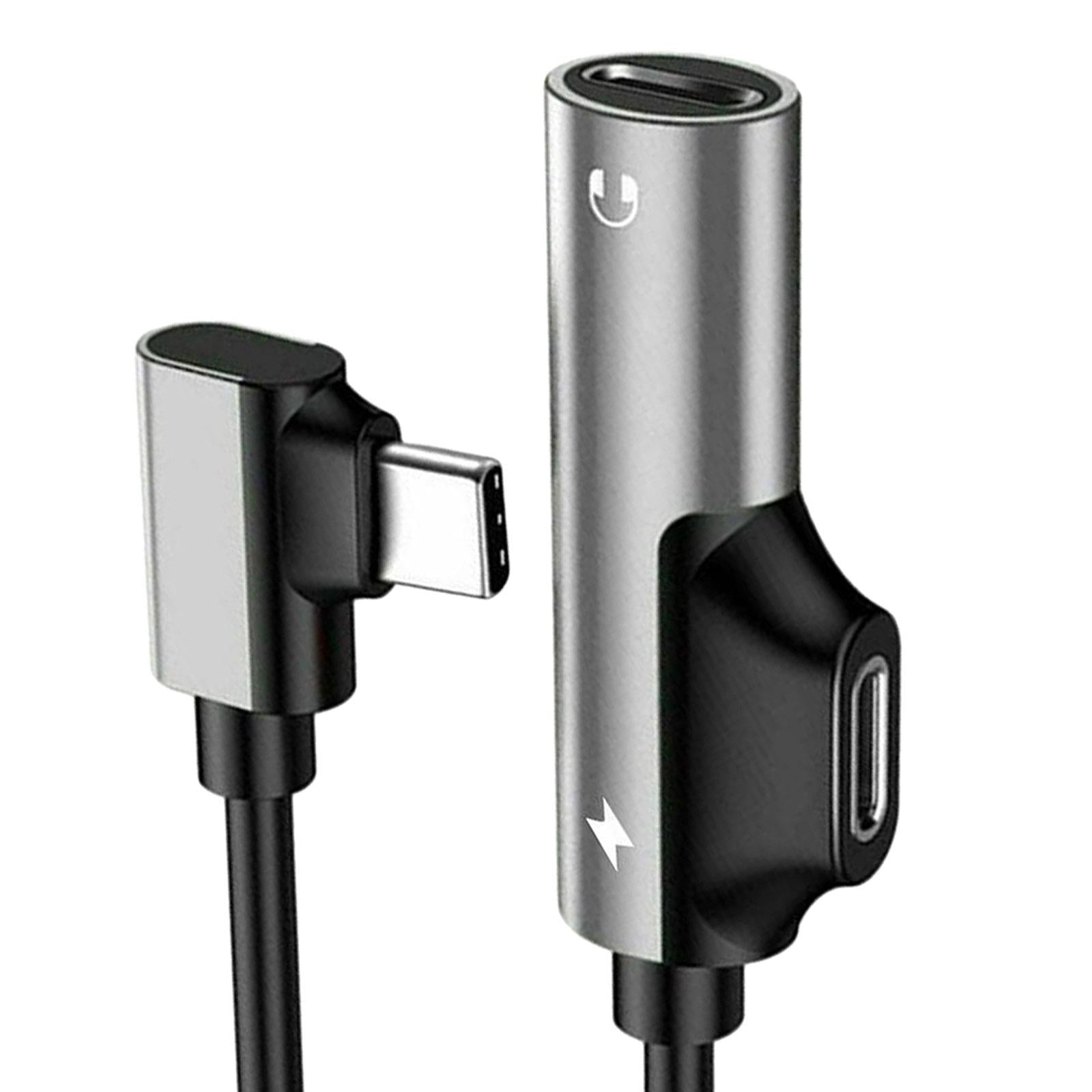 2x2-in-1 USB-C PD Headphone Jack Adapter for Aux Stereo Earphones silver