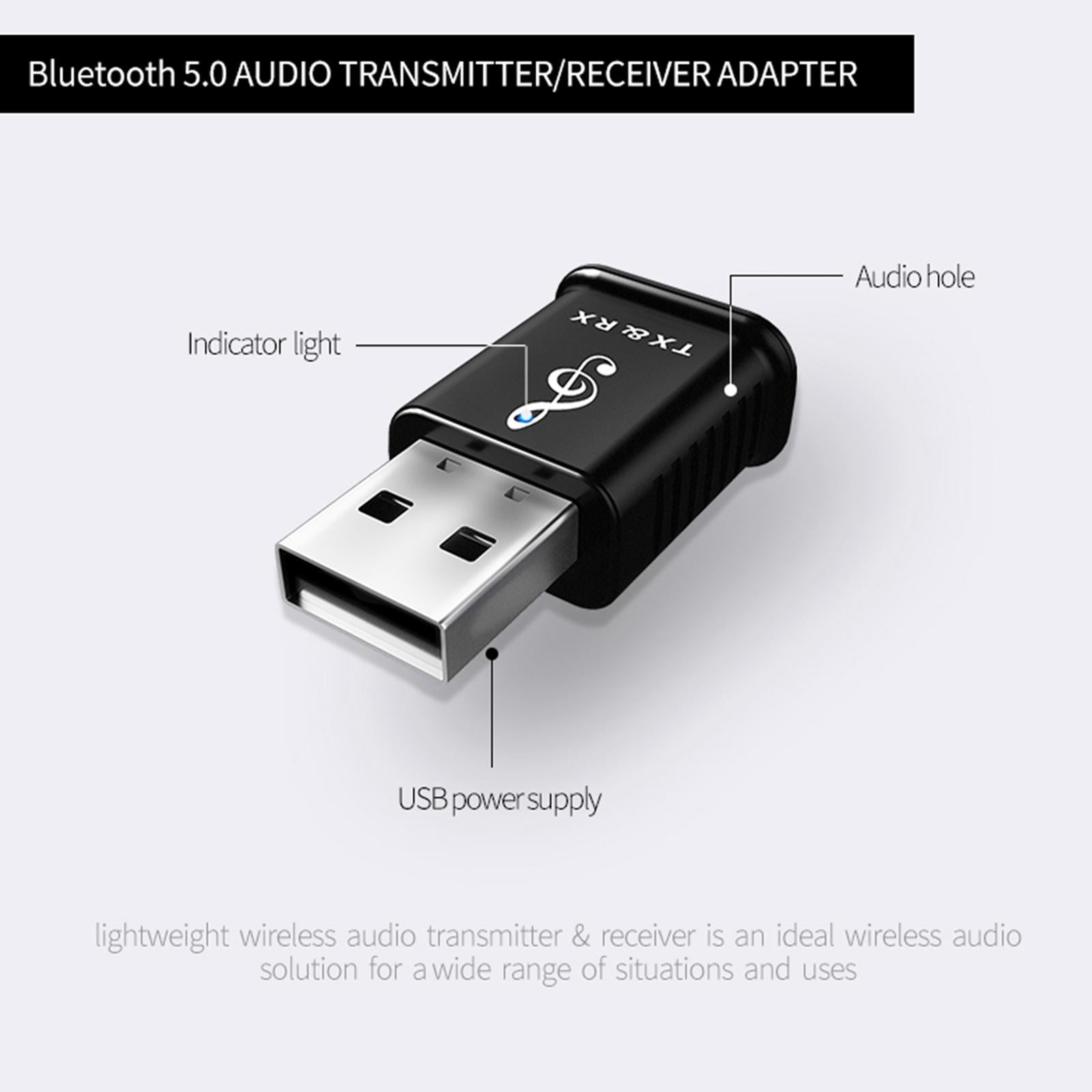 Bluetooth 5.0 Audio Transmitter Receiver USB Adapter For TV PC Car Speaker