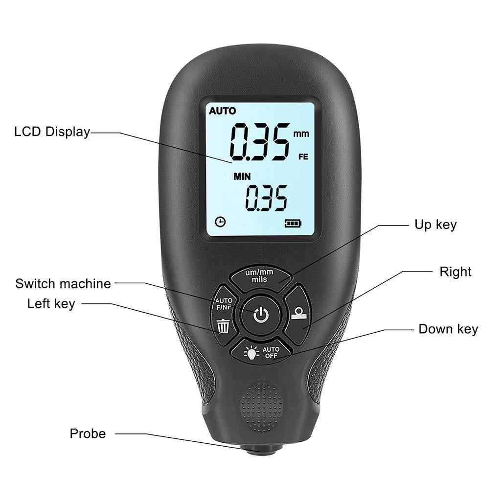 HW-300 Coating Thickness Gauge for Car Digital Paint Meter Black Accessories
