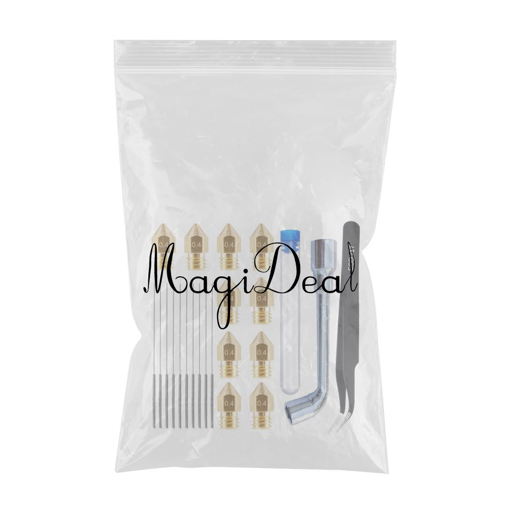 Brass MK8 0.4mm Nozzle CleaningTool Kit Needle Tweezers for 3D Printer Set B