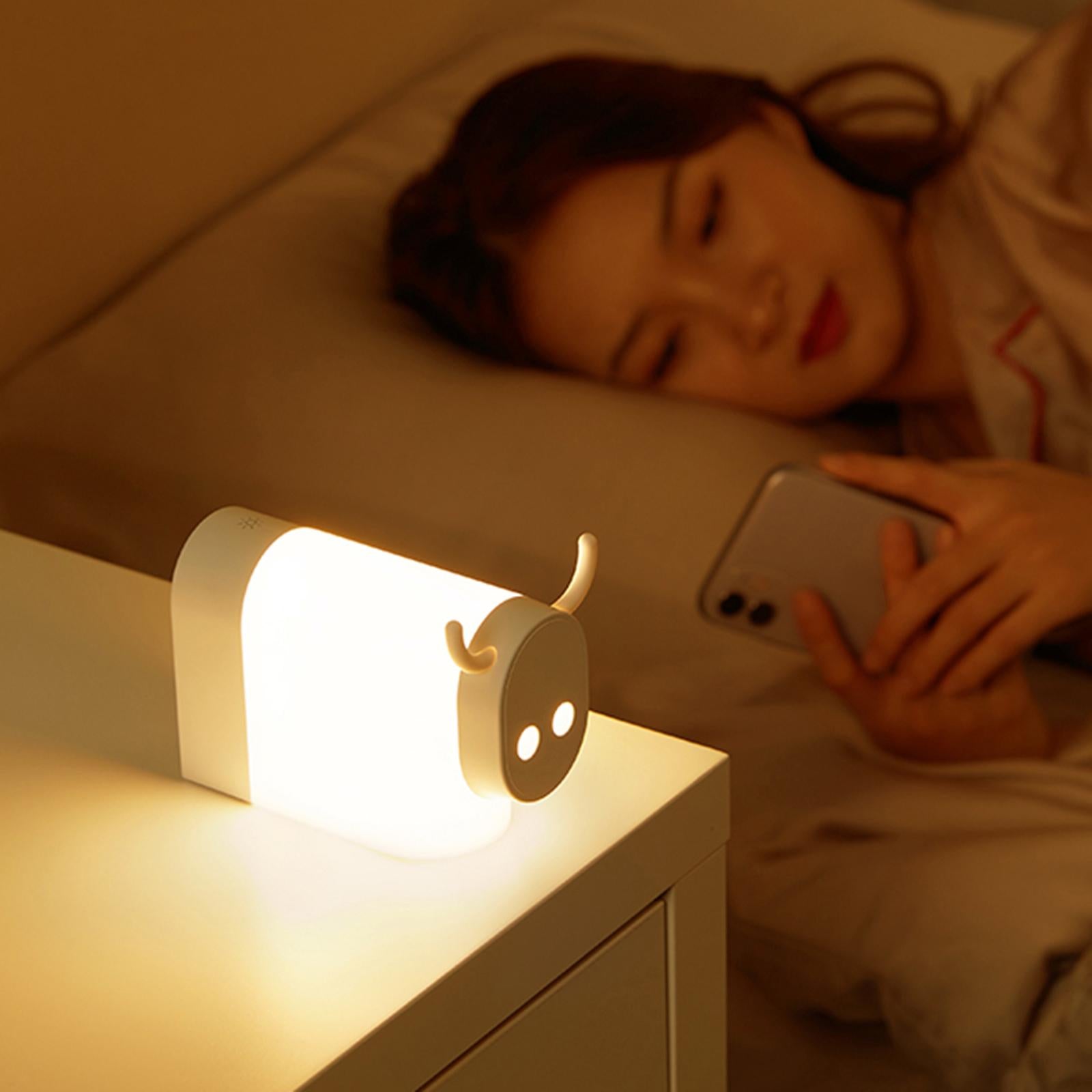 Cow Night Light LED Animal USB Rechargeable Soft Light for Baby Gift Mother White