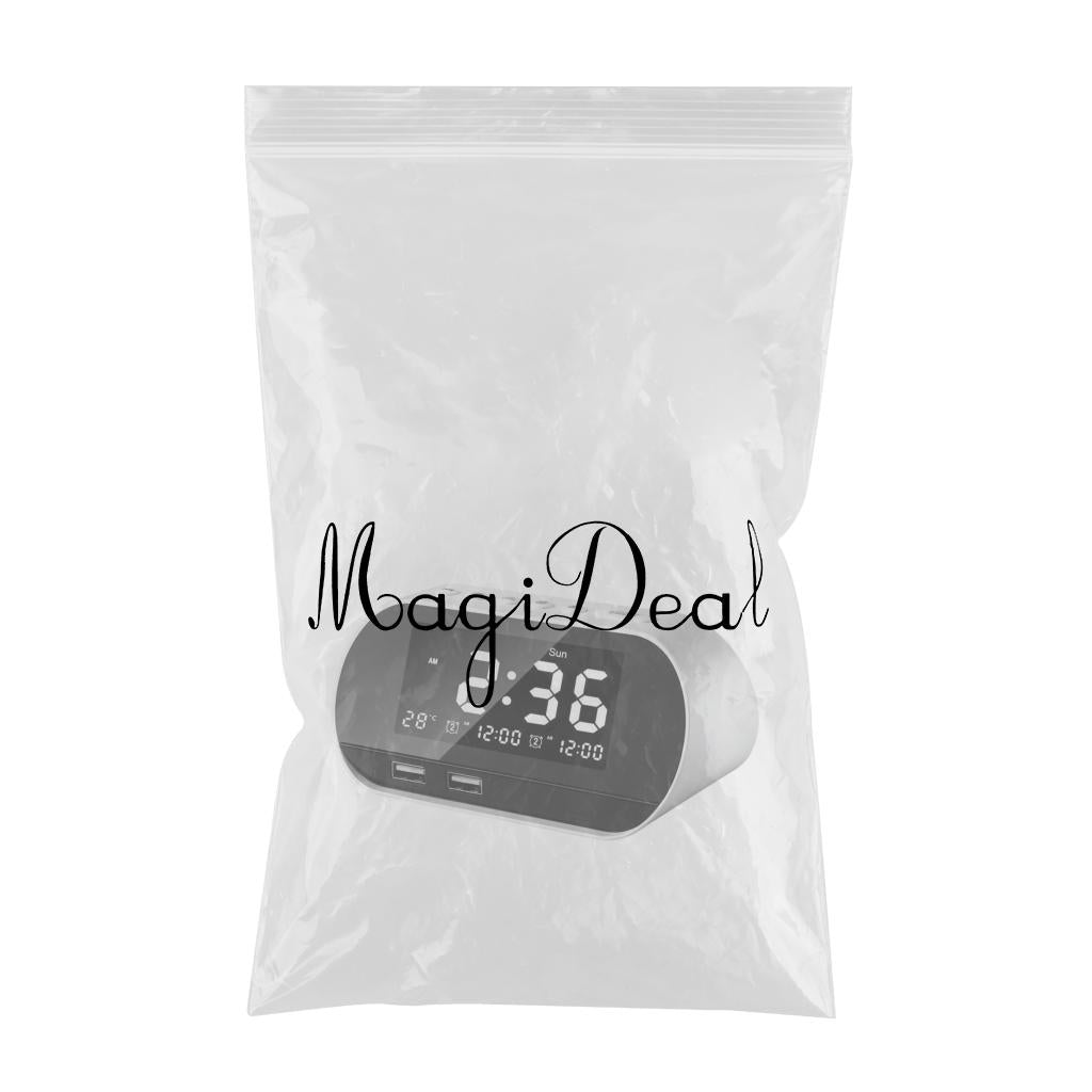 Desktop Alarm Clock with Speaker FM Function Dual USB Port LED Display White