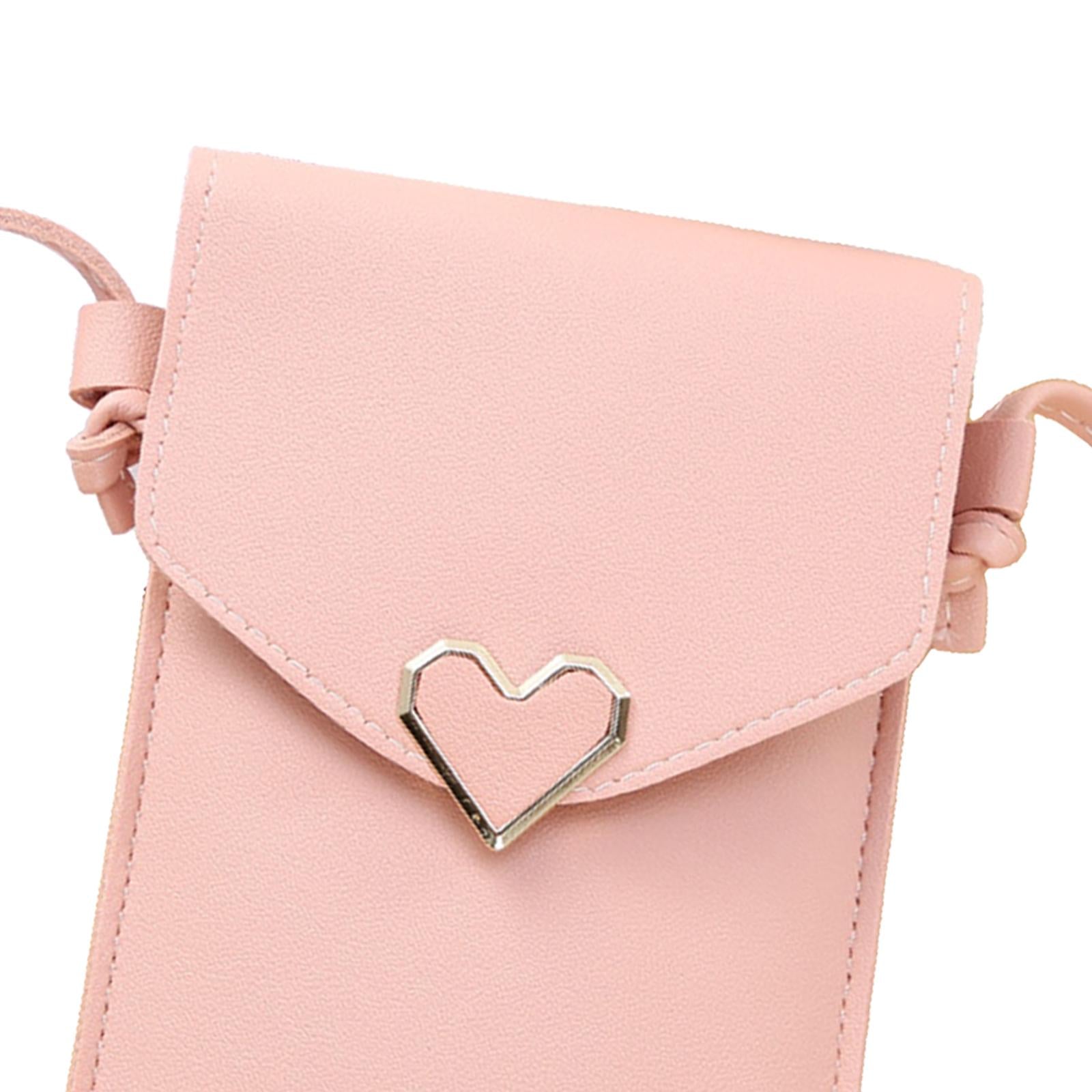 Crossbody Shoulder Bag Card Slots Lightweight for phone Lady Female pink