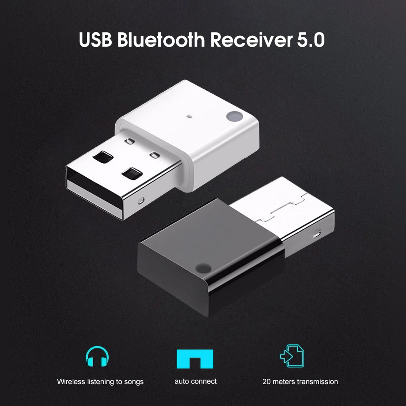 Bluetooth 5.0 USB Adapter Mini Wireless Dongle Transfer for Car TV white