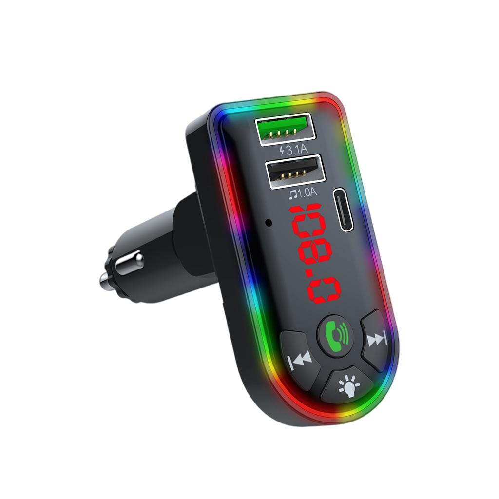 Car Charger FM Transmitter Multiport Stereo Audio 12-24V Digital Display