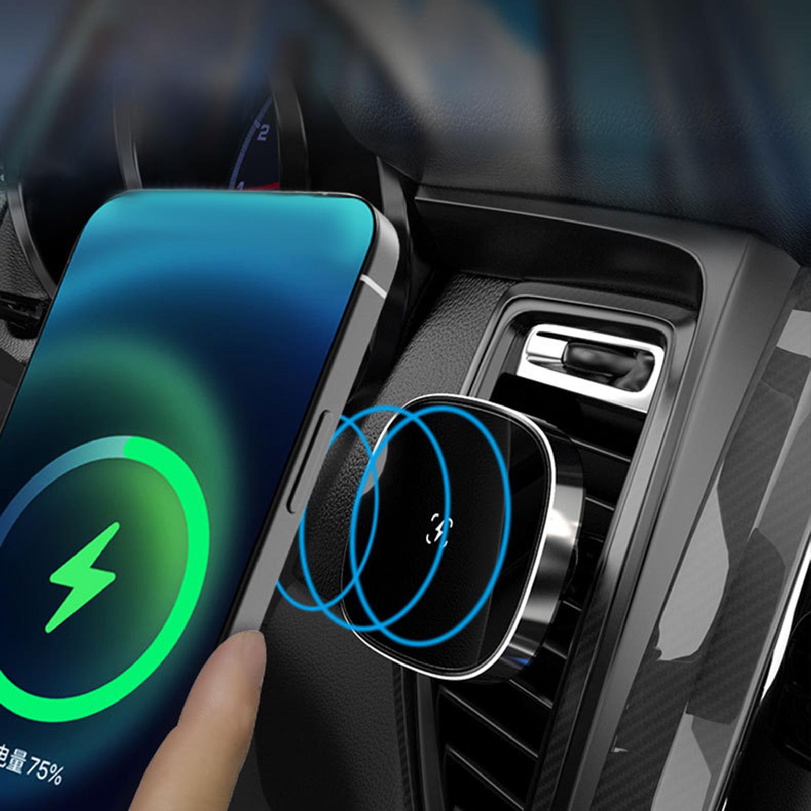 Car Phone Holder Magnetic Charge 360 Degree Rotating for Phone 12 Gray