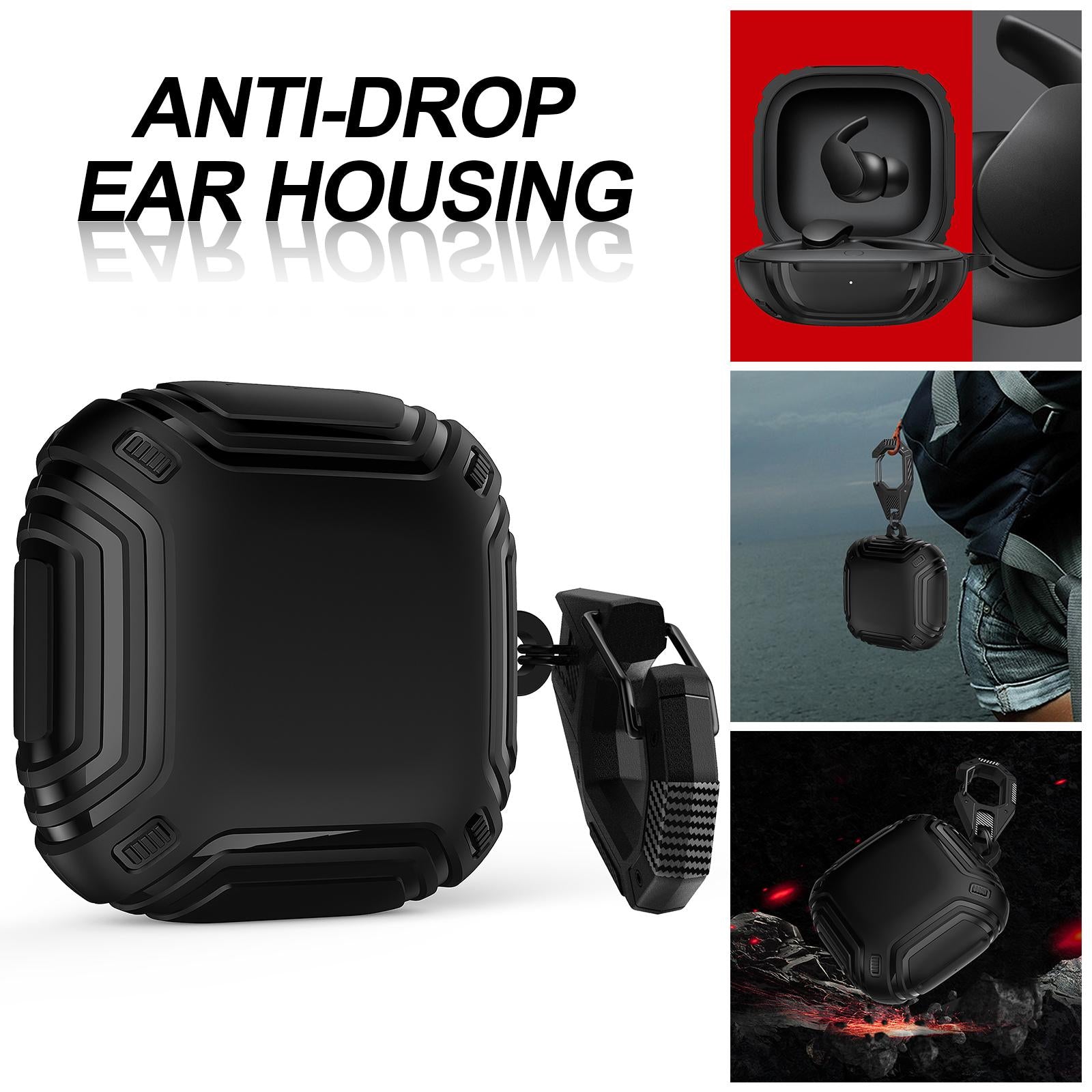 3xTPU Case for Fit Pro Shockproof Full Body Wired Wireless Charging Black