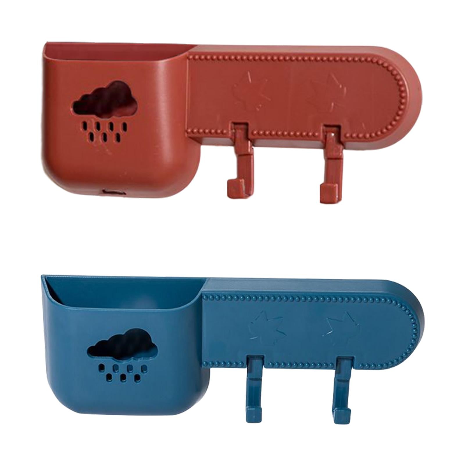 Adhesive Wall Mounted Storage Box Phone Plug Holder Bathroom Punch Free Red