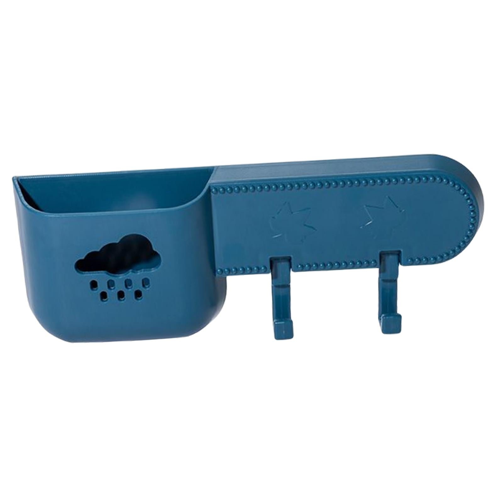 Adhesive Wall Mounted Storage Box Phone Plug Holder Bathroom Punch Free Blue