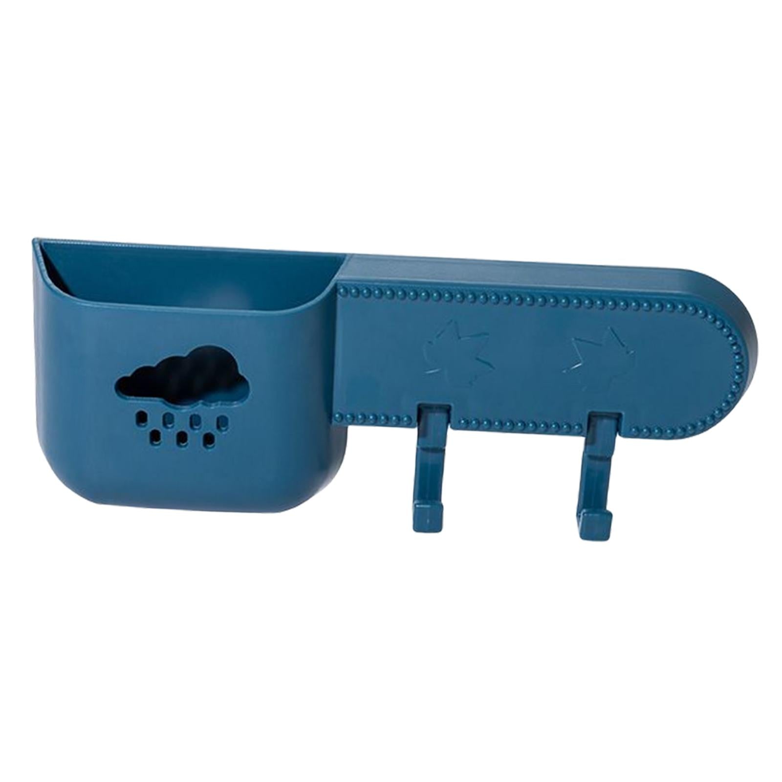 Adhesive Wall Mounted Storage Box Phone Plug Holder Bathroom Punch Free Blue