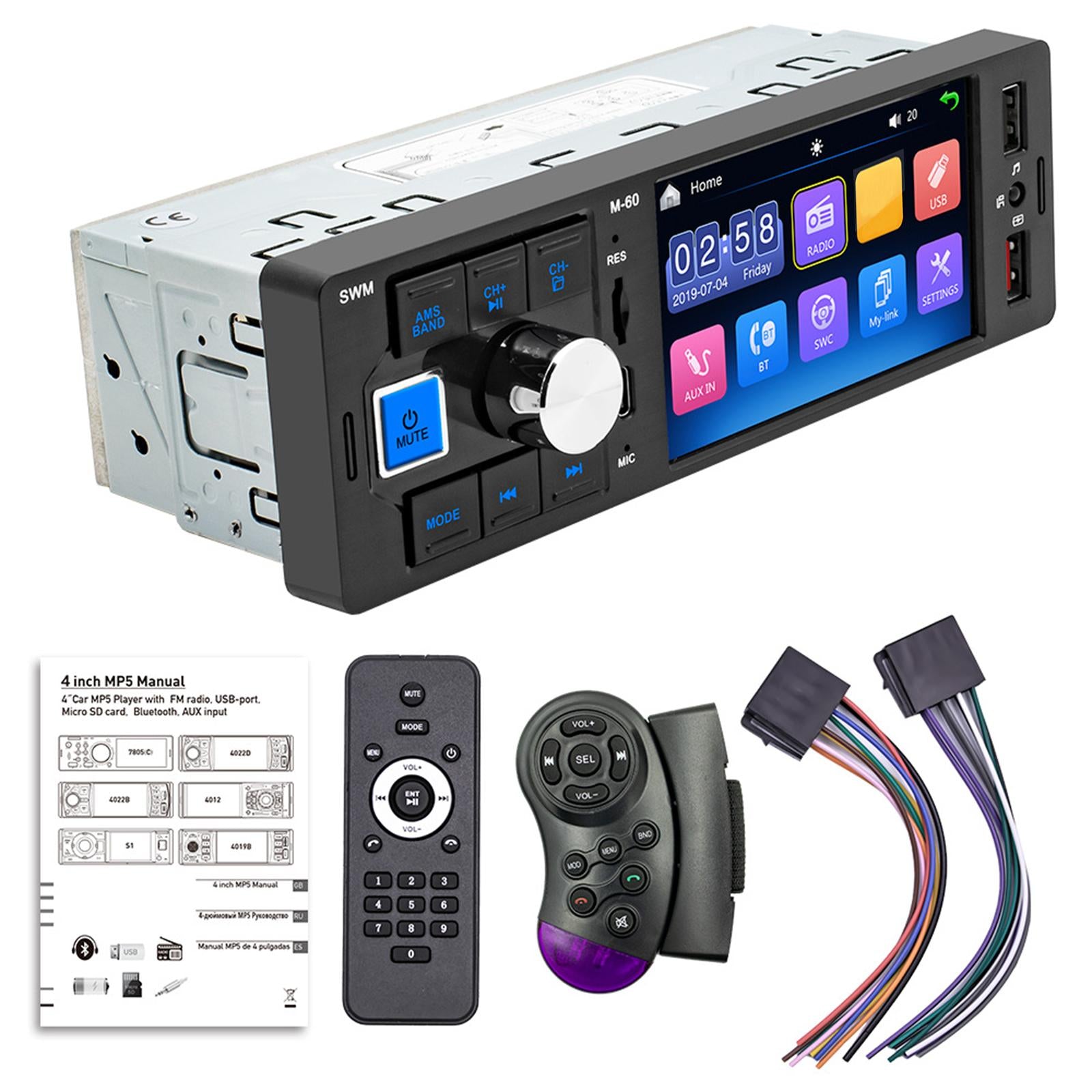 4" HD Car Radio MP5 Player Hands Free Calling USB Port Touch Screen HD Audio