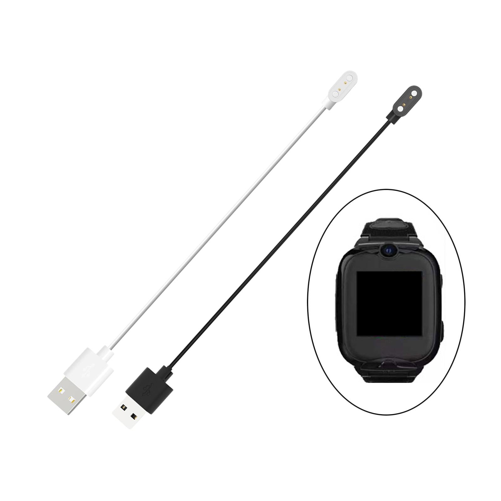 2xSmart Watch Charging Cable Portable 2 Pin USB for Xgo2 Kids Watch Black