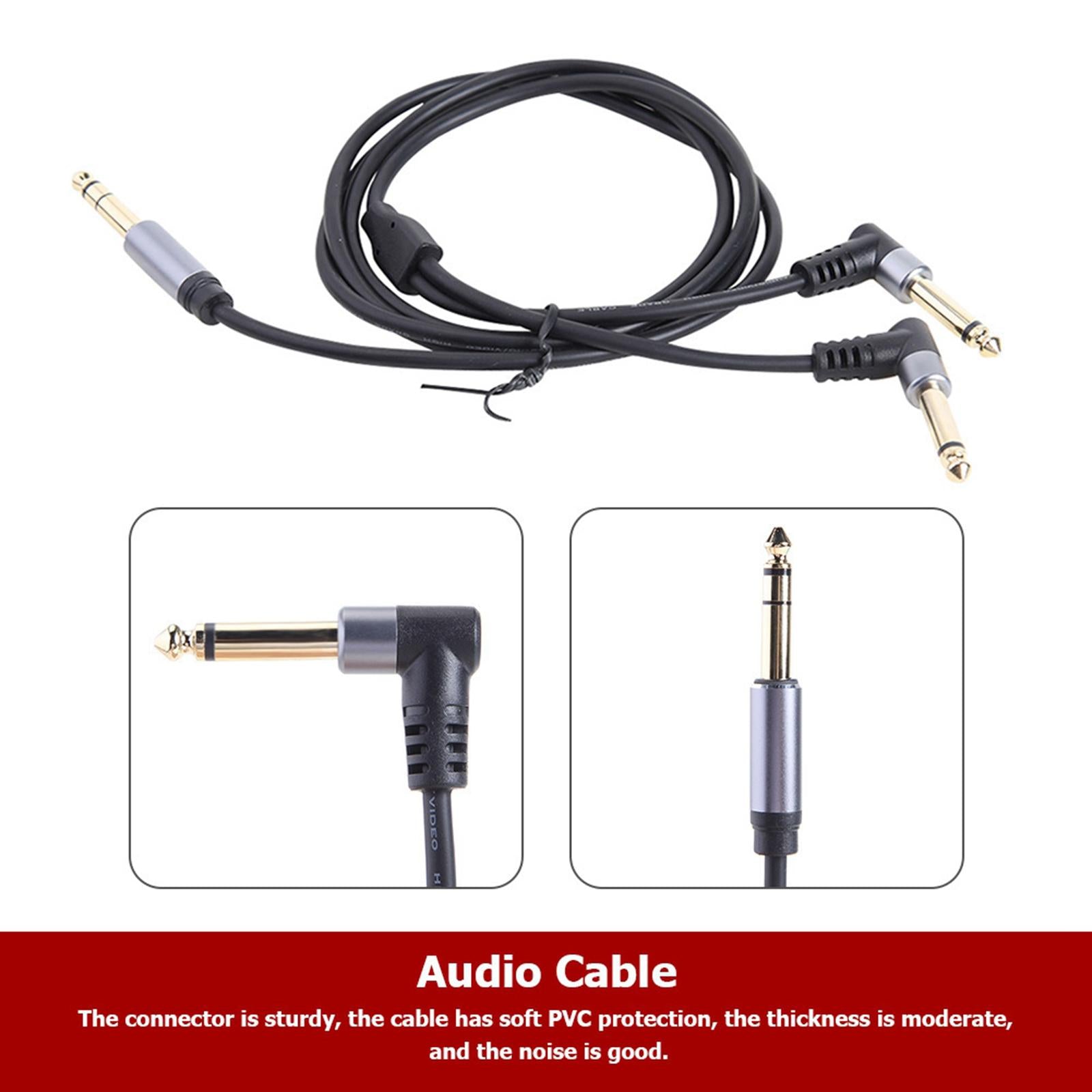 1/4 Insert Cable 6.35mm TRS to Dual 6.35mm TS for Sound Cards Amplifiers
