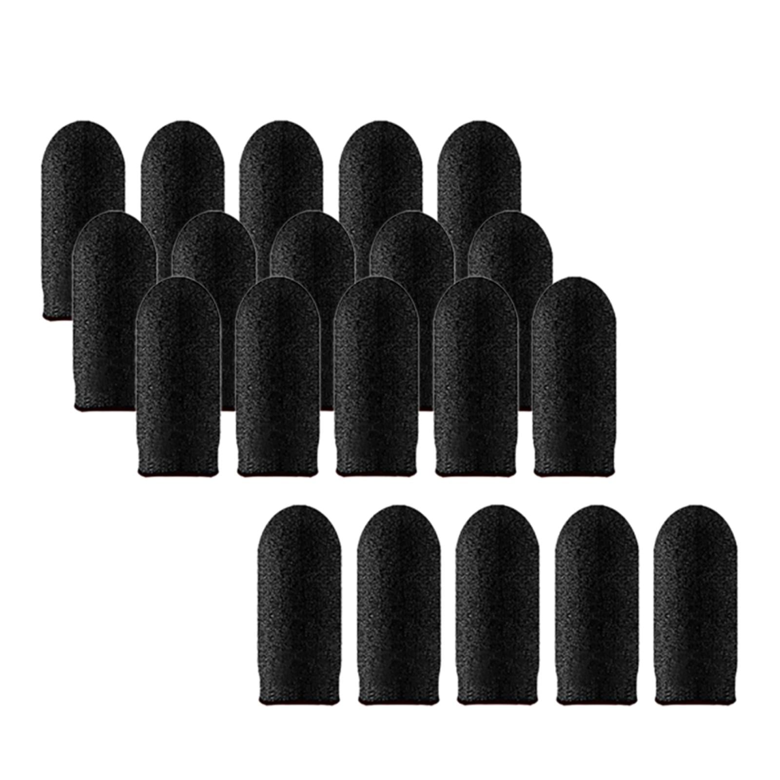 2x20 Pieces Gaming Finger Sleeves Anti Sweat Breathable Cover for Mobile Game Black