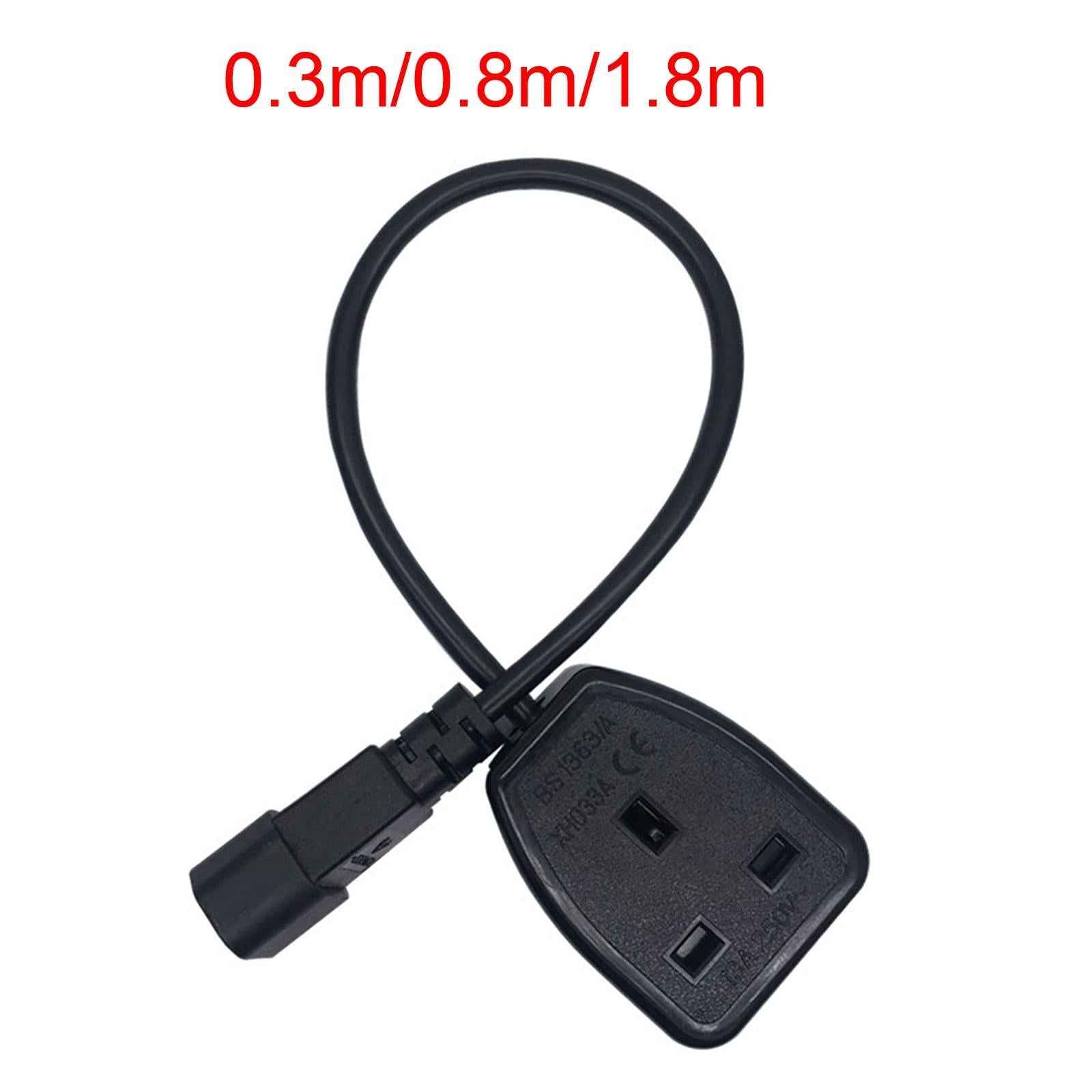 IEC320-C14 Male uk Female Power Extension Cable Black 3Pin for Ups Pdu 30cm
