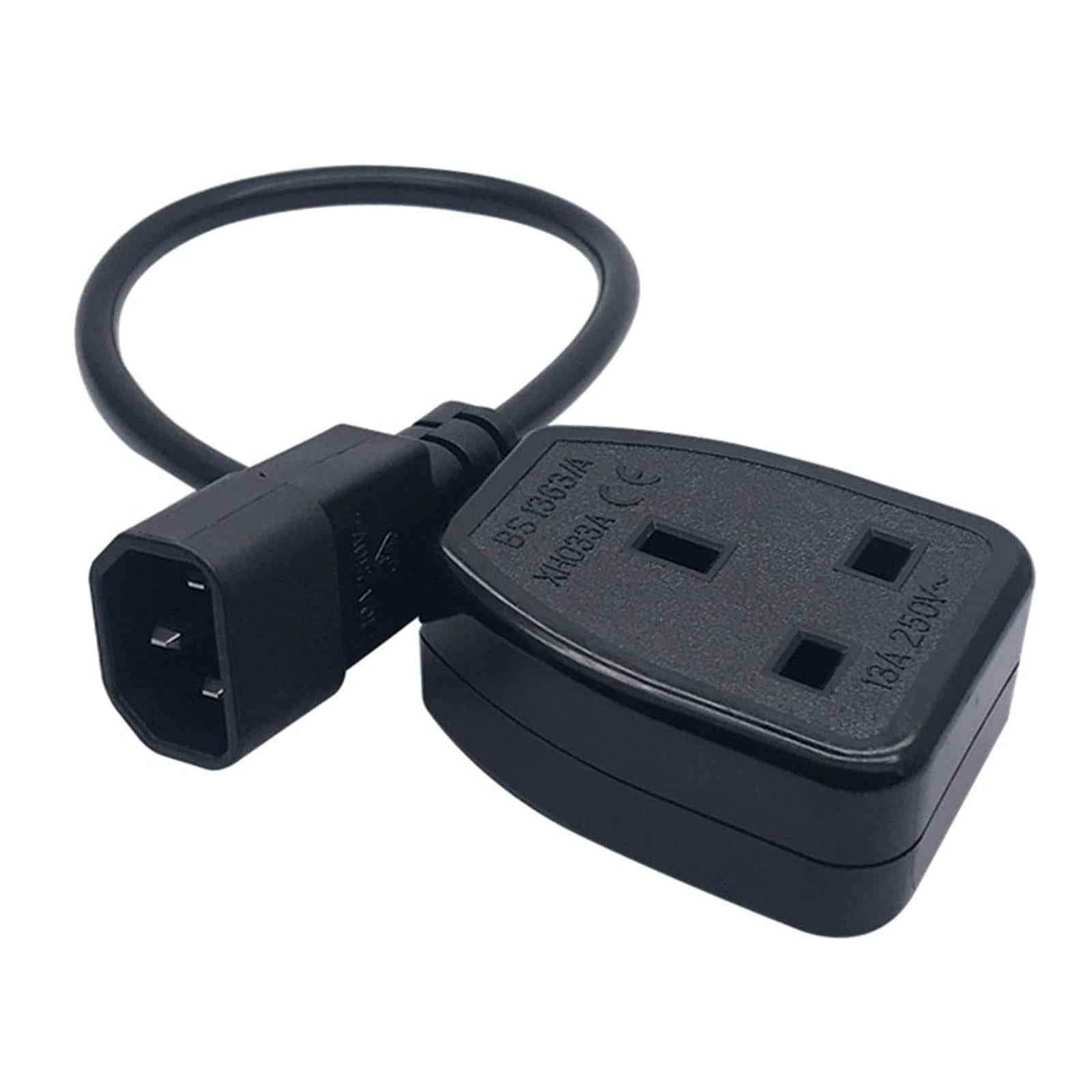 IEC320-C14 Male uk Female Power Extension Cable Black 3Pin for Ups Pdu 30cm