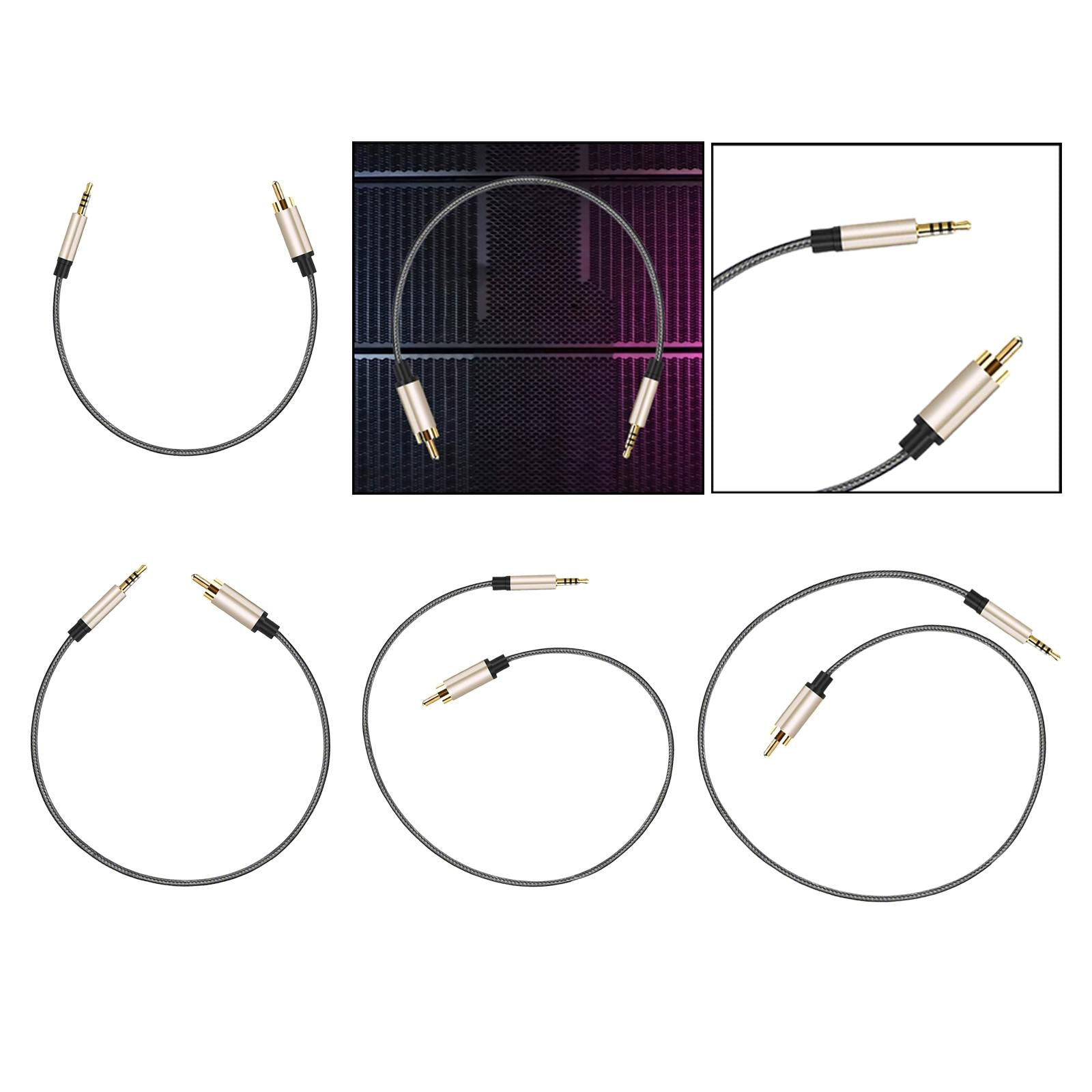 2xAudio Cable 3.5mm to Male RCA Adapter Nylon Braided for Tablet Speaker 1m