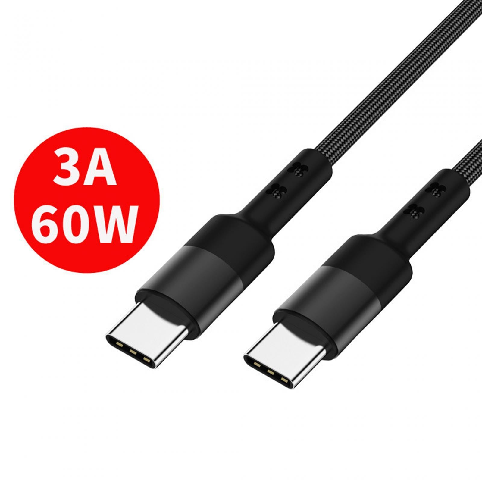 4xUSB C to USB c data Cable 3.8mm Od Durable for Computer Smartphones Notebook 50cm Black