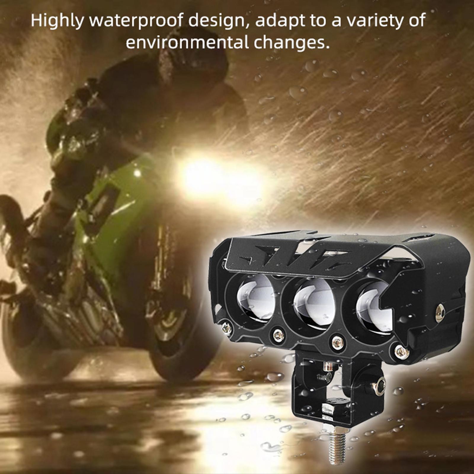 Motorcycle LED Spot Lights Three Lens Spotlight 27W Auxiliary Lamp Accessory 1 Pair