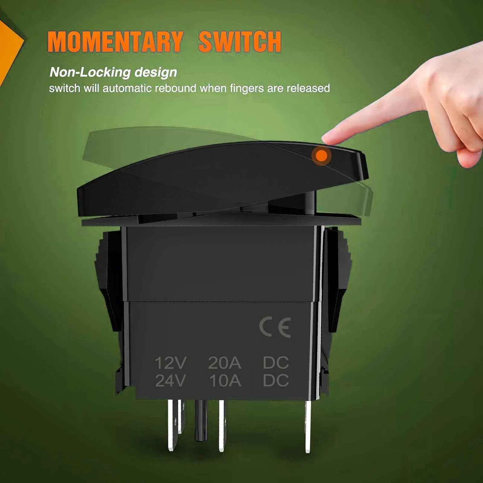 Horn Button Rocker Switch Universal ATV Train Marine Toggle Switch Momentary green