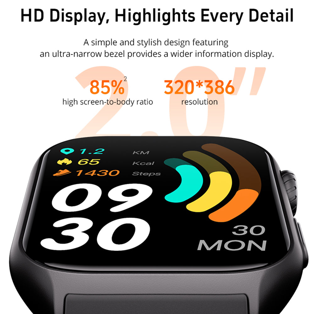 GTS7 PRO 2.0-inch Multiple Sports Modes Bluetooth Call Health Monitor Smart Watch - Black