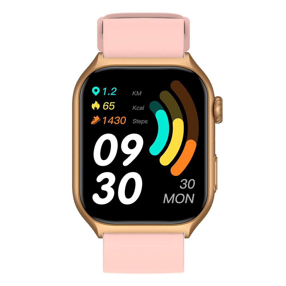 GTS7 PRO 2.0-inch Multiple Sports Modes Bluetooth Call Health Monitor Smart Watch - Gold+Pink