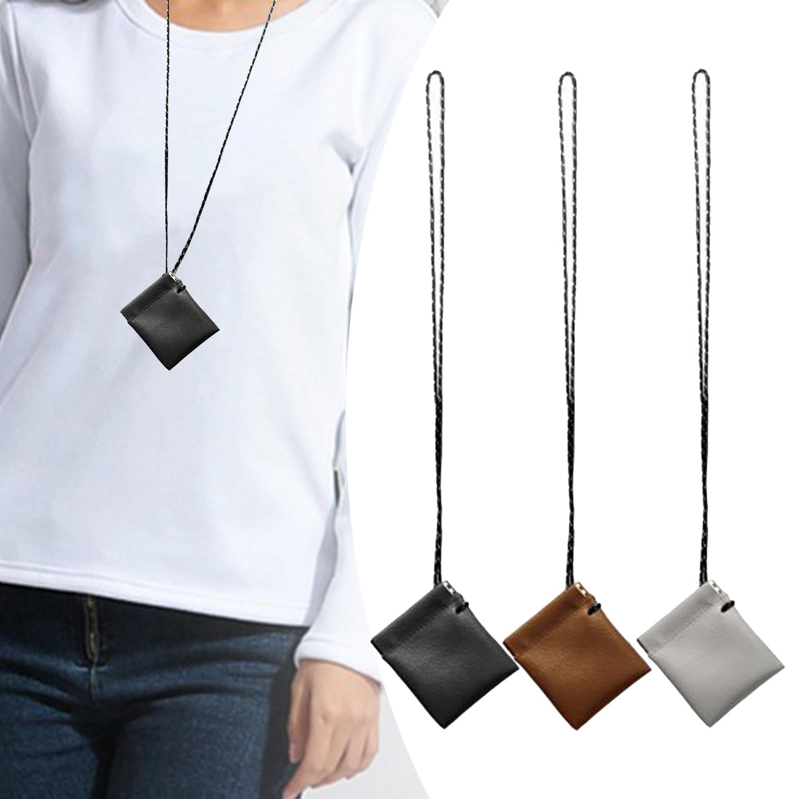 5xHanging Neck Pouch Pendant Earphone Carrying Case for Outdoor Hunting Travel Black
