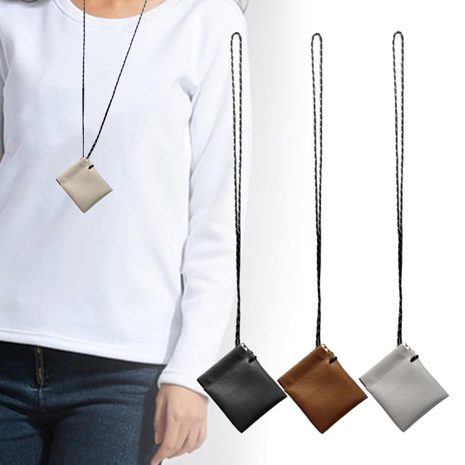 5xHanging Neck Pouch Pendant Earphone Carrying Case for Outdoor Hunting Travel Black