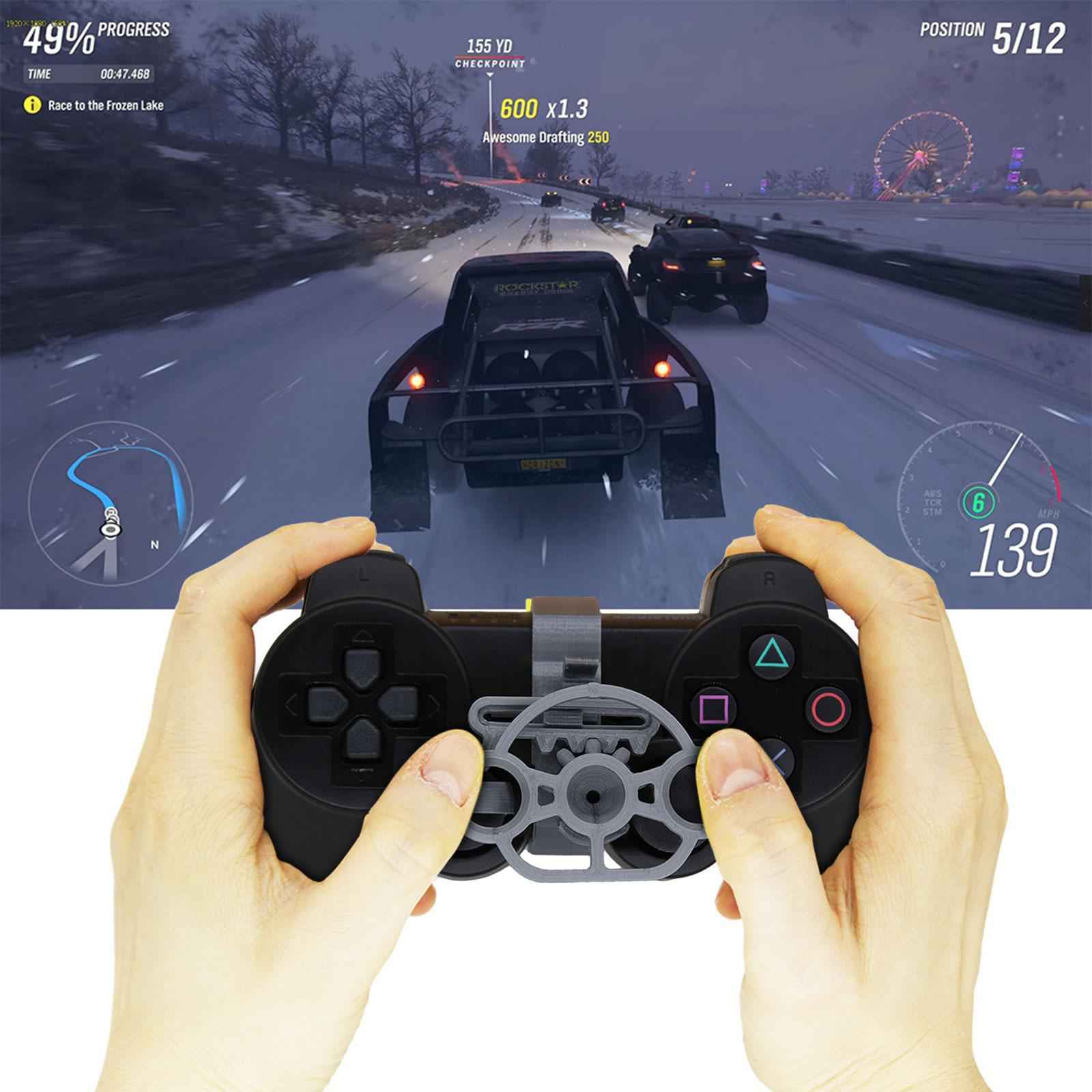 Game Controller Mini Steering Wheel Auxiliary Controller for PS3 Race Game Grey